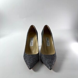 Jimmy Choo Silver Glitter Pumps – Designer Sparkle Stiletto Heels